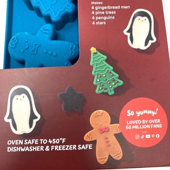 So Yummy Bella 2pc Chocolate Mold Set Gingerbread Man Pine Trees Penguin Stars - Picture 7 of 7
